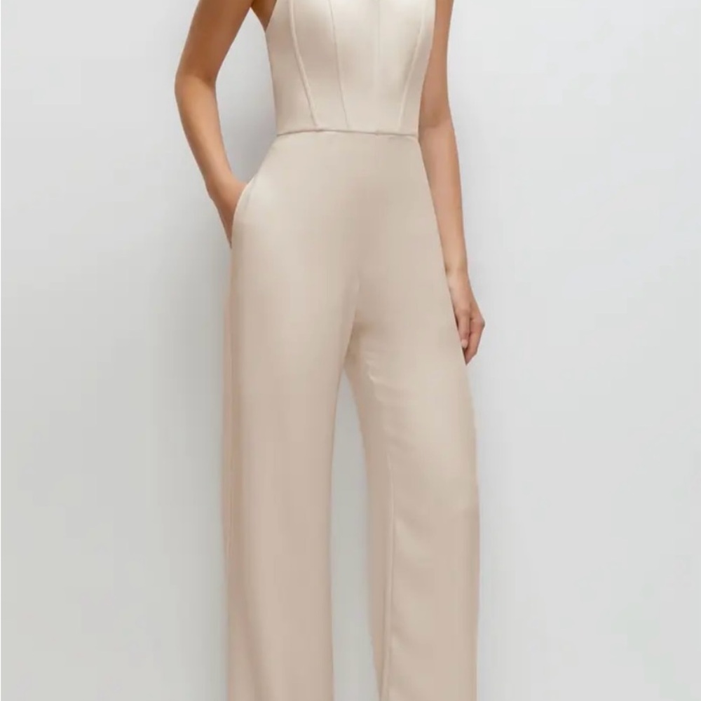 After Six Corset Strapless Wide Leg Jumpsuit